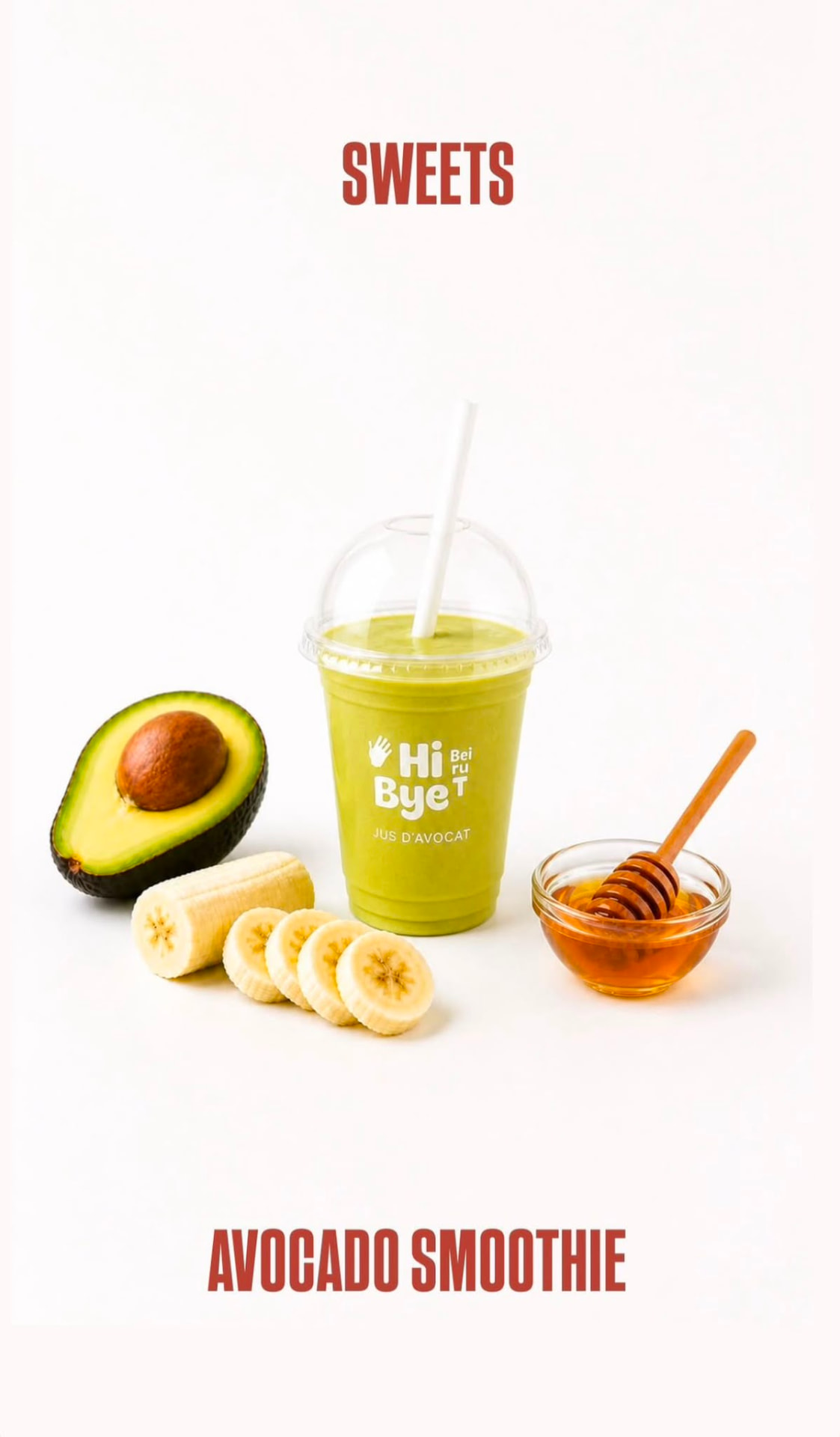 Smoothie vert à l'avocat, banane et miel