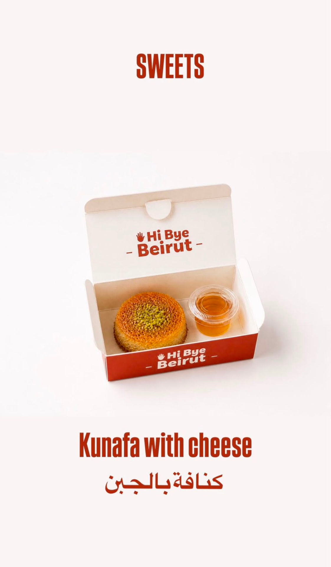 Kunafa au fromage servie dans une boîte à emporter