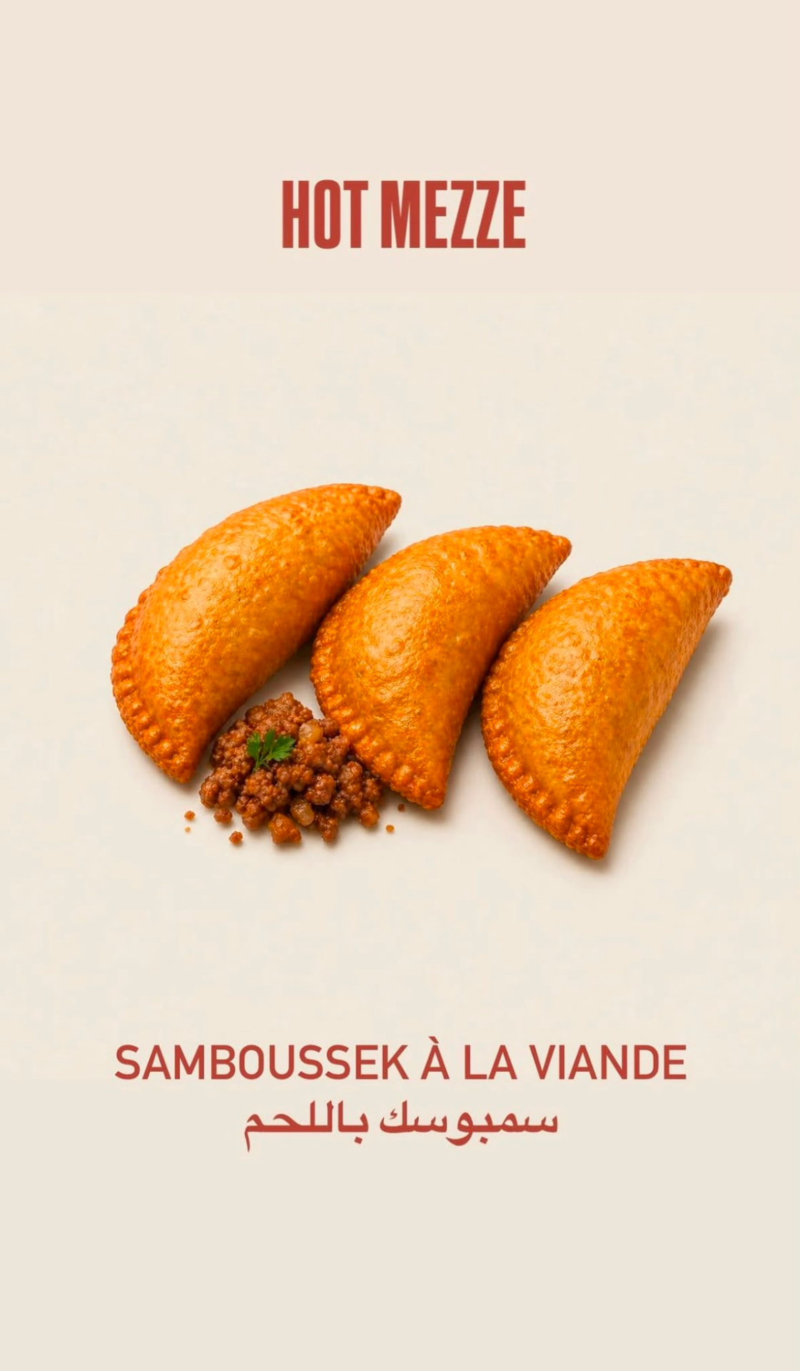 Trois samboussek à la viande garnis